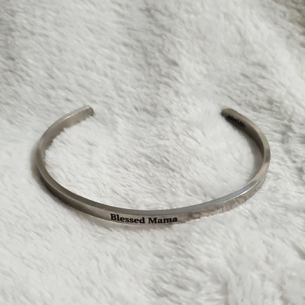 Mint & Lily Silver Tone Blessed Mama Cuff Bracelet
